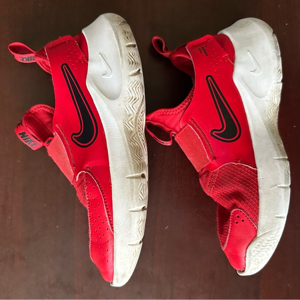 Nike size 2K Red and White Slip-On Sneakers
